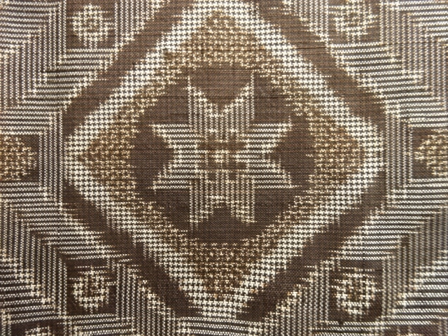 JAPANESE KIMONO / ANTIQUE KIMONO / SILK / DORO OSHIMA TSUMUGI / WOVEN RHOMBUS & FLORAL CREST